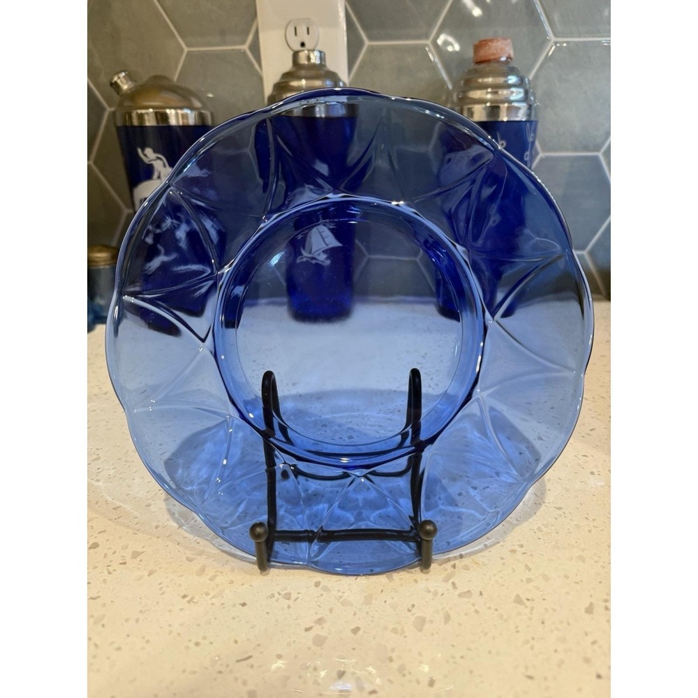 Hazel Atlas Newport Hairpin Cobalt Blue 8 1/4" Luncheon plate Depression Glass